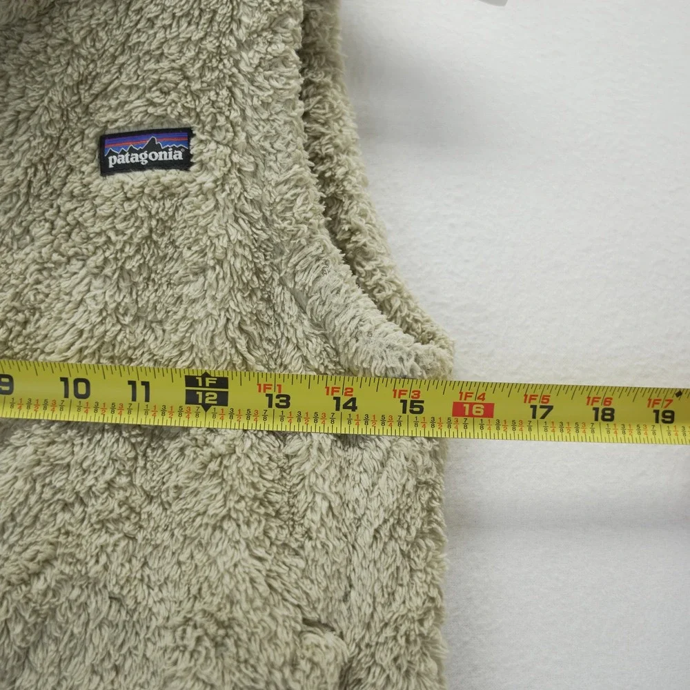 Patagonia Los Gatos Fleece Vest Tan Beige Full Zip High Pile Girls Large L 12